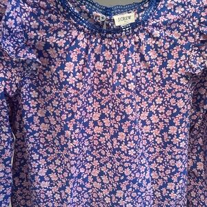 J. Crew Floral Blue and Pink Top